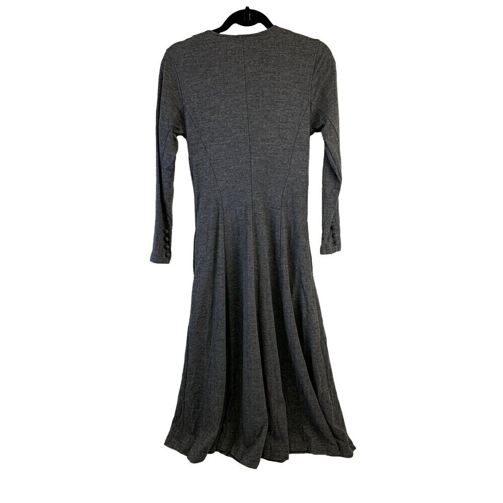 BOGO Anteprima Long Sleeve Flare Midi Dress Gray Wool Blend Buttons Womens Small - Picture 6 of 14